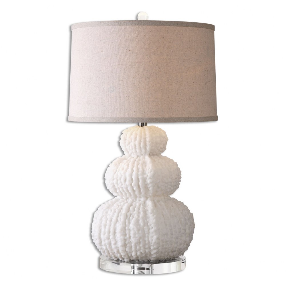 Uttermost-26671-Fontanne - 1 Light Table Lamp - 16 inches wide by 16 inches deep   Shell Ivory/Crystal Finish with Beige Linen Fabric Shade