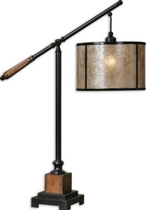 Uttermost-26760-1-Sitka - 1 Light Table Lamp   Aged Black/Distressed Rustic Mahogany/Light Rottenstone Glaze Finish with Natural Mica/Aged Black Shade