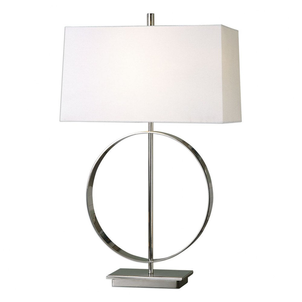 Uttermost-27153-1-Addison - 1 Light Table Lamp - 18 inches wide by 9 inches deep   Plated Polished Nickel Finish with White Linen Fabric Shade