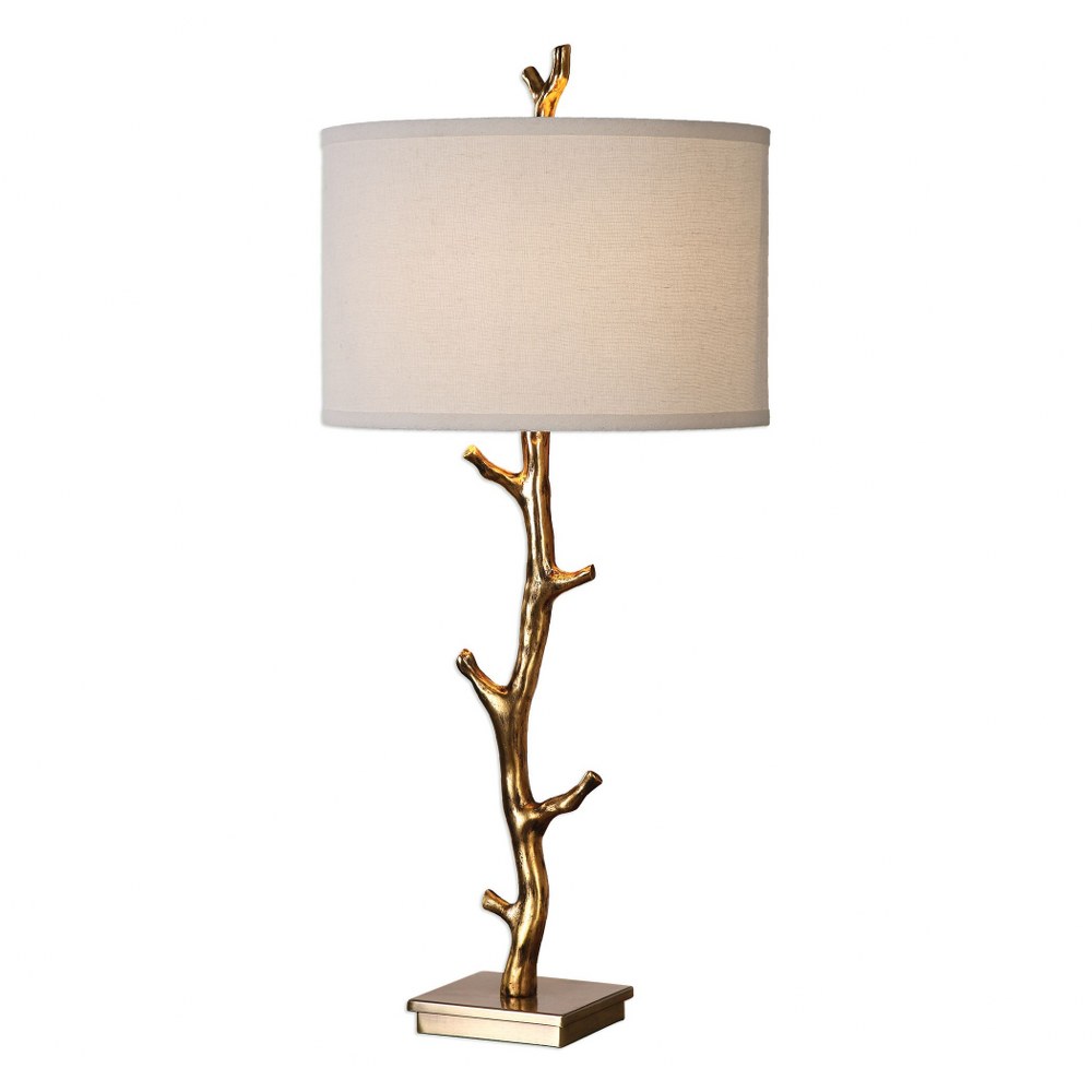 Uttermost-27546-Javor - 1 Light Table Lamp - 15 inches wide by 15 inches deep   Antiqued Gold Finish with Ivory Linen Fabric Shade