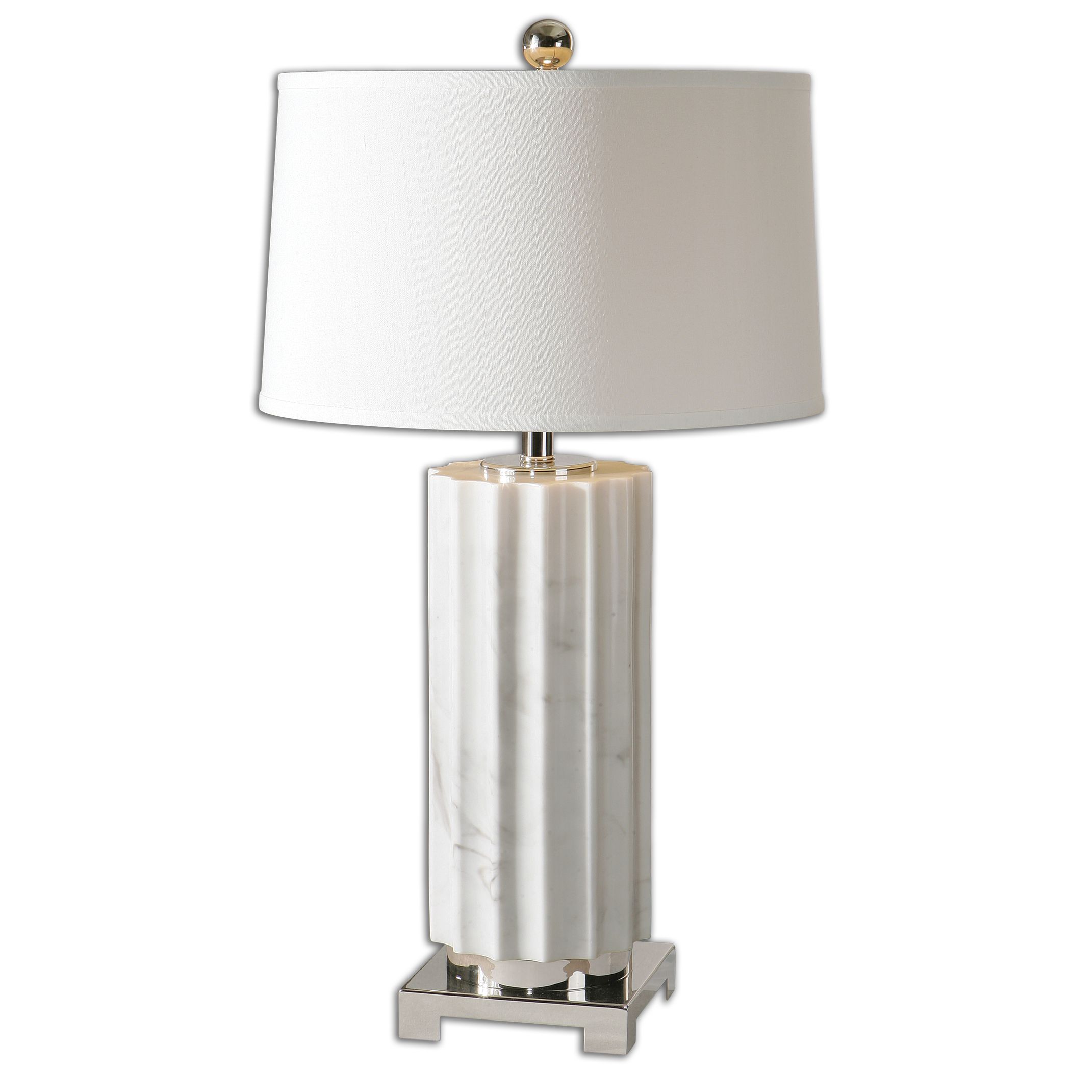 Uttermost-27911-1-Castorano - 1 Light Table Lamp - 17 inches wide by 17 inches deep   Polished Nickel Finish with White Linen Fabric Shade