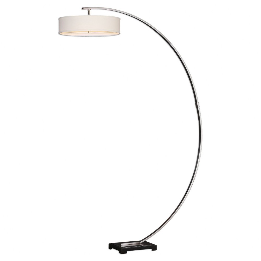 Uttermost-28079-1-Tagus - 2 Light Floor Lamp   Brushed Nickel/Matte Black Finish with Off White Linen Fabric Shade