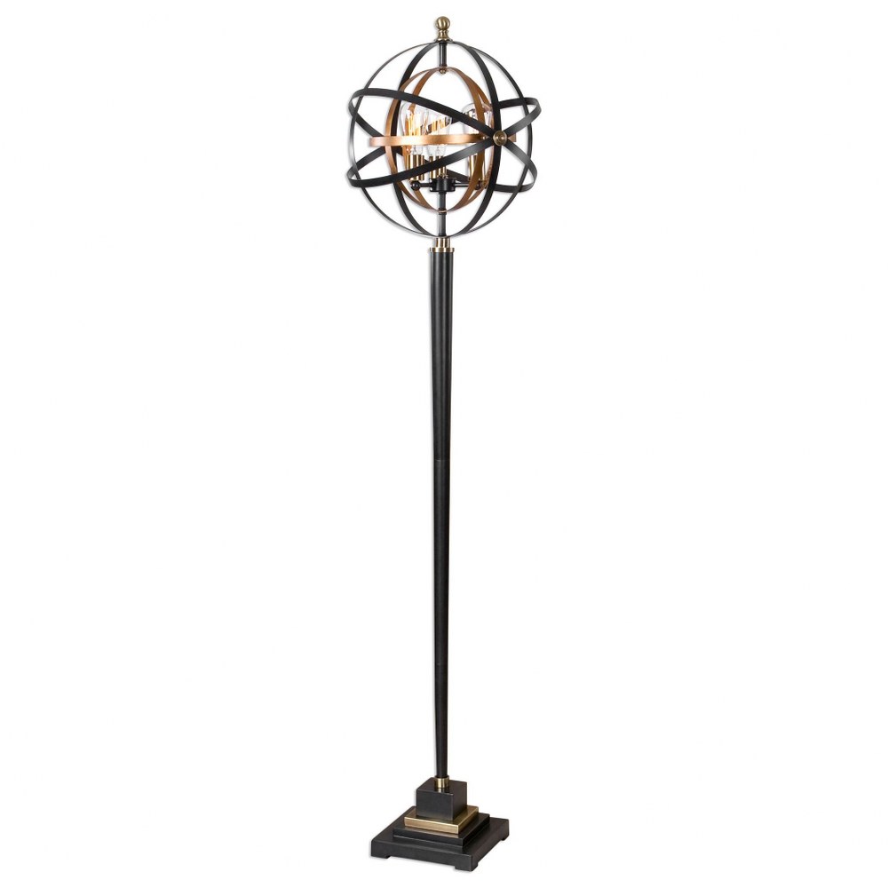 Uttermost-28087-1-Rondure - 3 Light Floor Lamp   Dark Oil Rubbed Bronze/French Gold Leaf Finish with Metal Shade