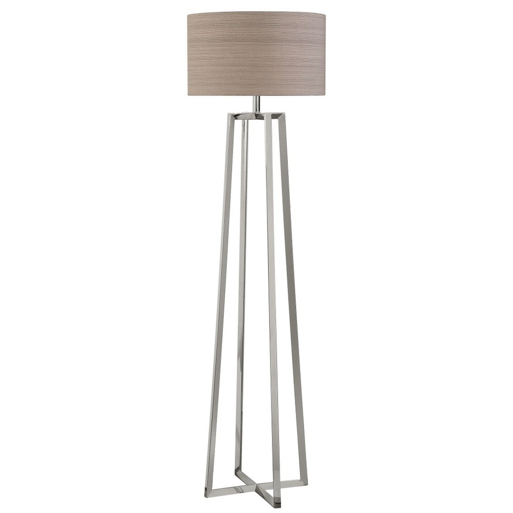 Uttermost-28111-Keokee - 1 Light Floor Lamp - 18 inches wide by 18 inches deep   Polished Stainless Steel Finish with Taupe Gray Linen Fabric Shade