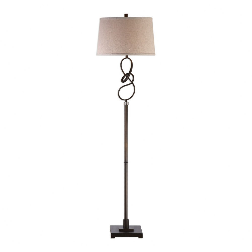 Uttermost-28129-1-Tenley - 1 Light Floor Lamp   Oil Rubbed Bronze/Crystal Finish with Light Beige Linen Fabric Shade