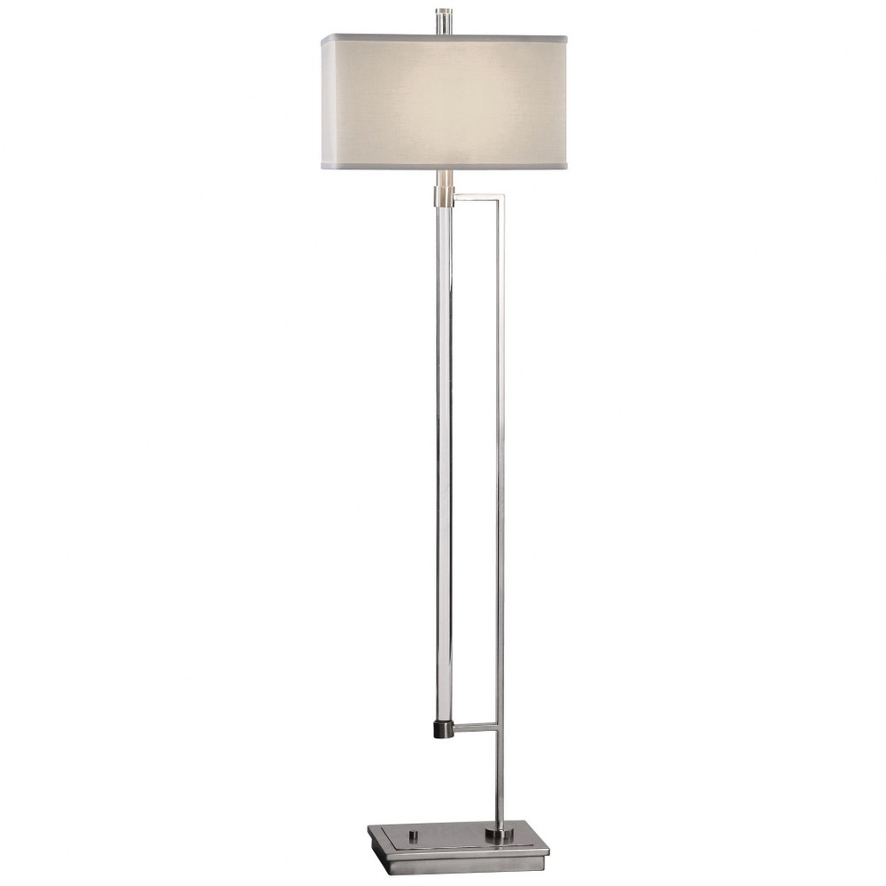 Uttermost-28134-Mannan - 1 Light Modern Floor Lamp - 17 inches wide by 10 inches deep   Polished Nickel Finish with Clear Acrylic Glass with White Linen Fabric Shade