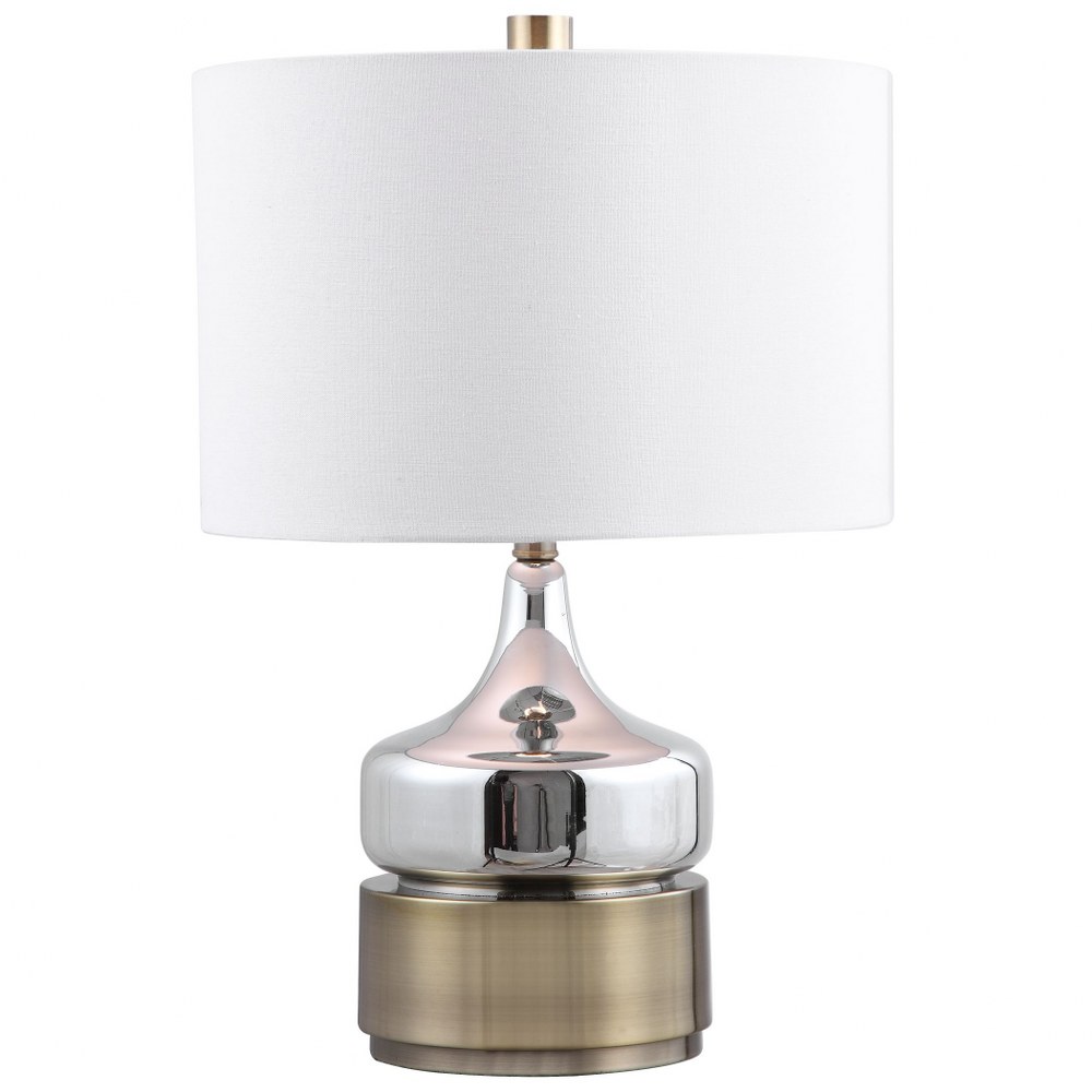 Uttermost-28337-1-Como - 1 Light Table Lamp   Chrome/Antique Brass Finish with White Linen Fabric Shade