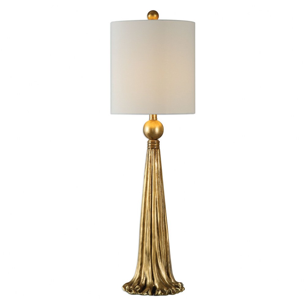 Uttermost-29382-1-Paravani - 1 Light Table Lamp - 11 inches wide by 11 inches deep   Antiqued Metallic Gold Finish with White Linen Fabric Shade