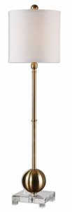 Uttermost-29935-1-Laton - One Light Buffet Lamp   Brushed Brass Finish with Acrylic Glass with Off-White Linen Fabric Shade