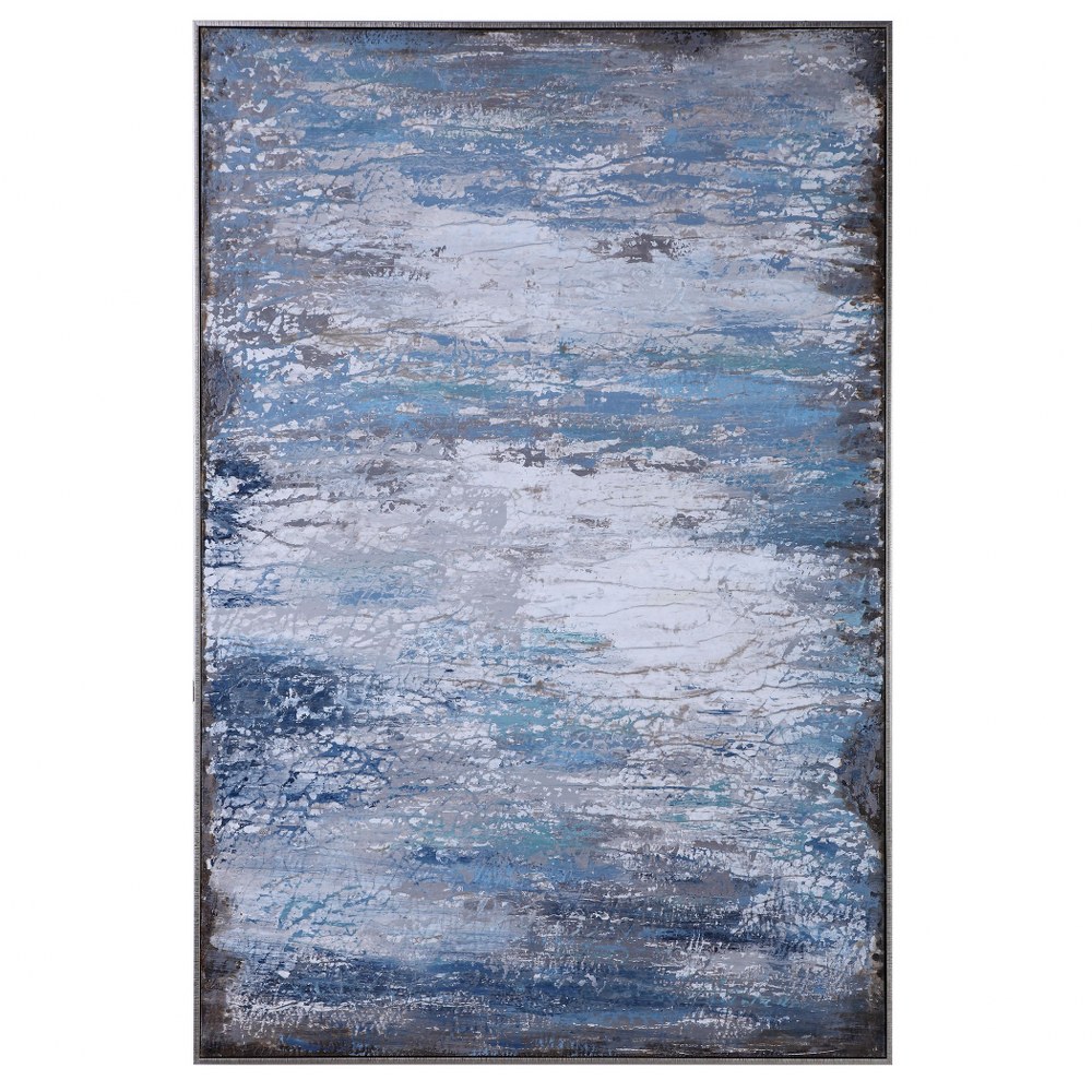 Uttermost-31330-Modern Composition - 61 inch Hand Painted Art   Aged Distressed/Antique Silver/Blues/Greens/Grays/Whites/Textured Finish