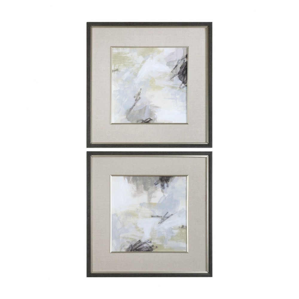 Uttermost-33673-Abstract Vistas - 32.5 inch Framed Print (Set of 2) - 32.5 inches wide by 1.75 inches deep   Faux Wood Grain Charcoal/Silver Champagne/Oatmeal Linen Finish