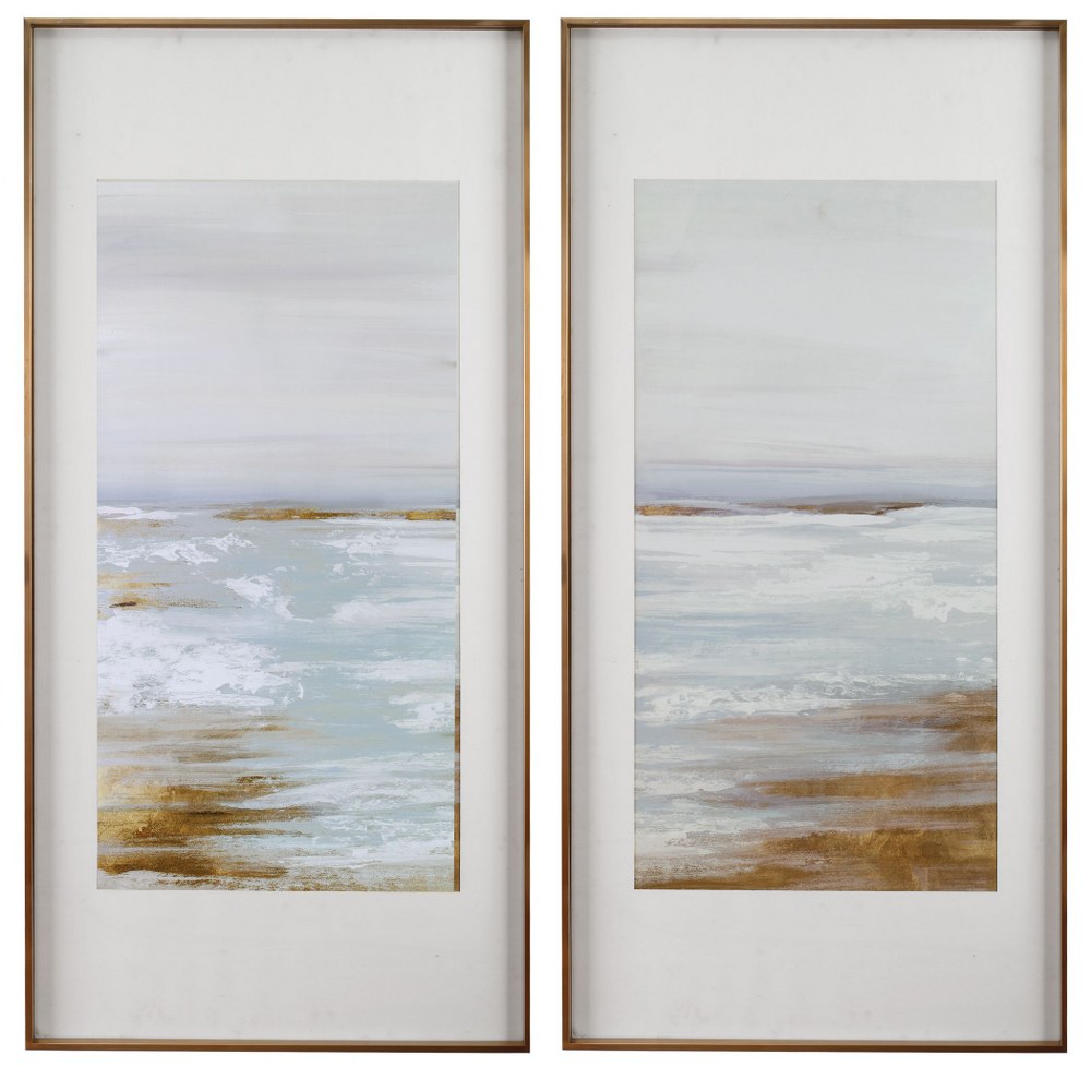 Uttermost-33716-Coastline - 57.5 Inch Framed Print (Set of 2)   Light Blue/Gray/White/Rust Brown/Gold Finish