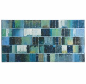 Uttermost-34300-Glass Tiles - 60 inch Modern Art   Hand Painted Oil Finish