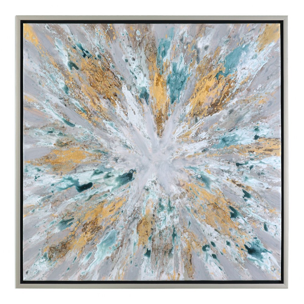 Uttermost-34361-Exploding Star - 39.5 inch Modern Abstract Art - 39.5 inches wide by 1.5 inches deep   Silver Leaf/Hand Painted Finish