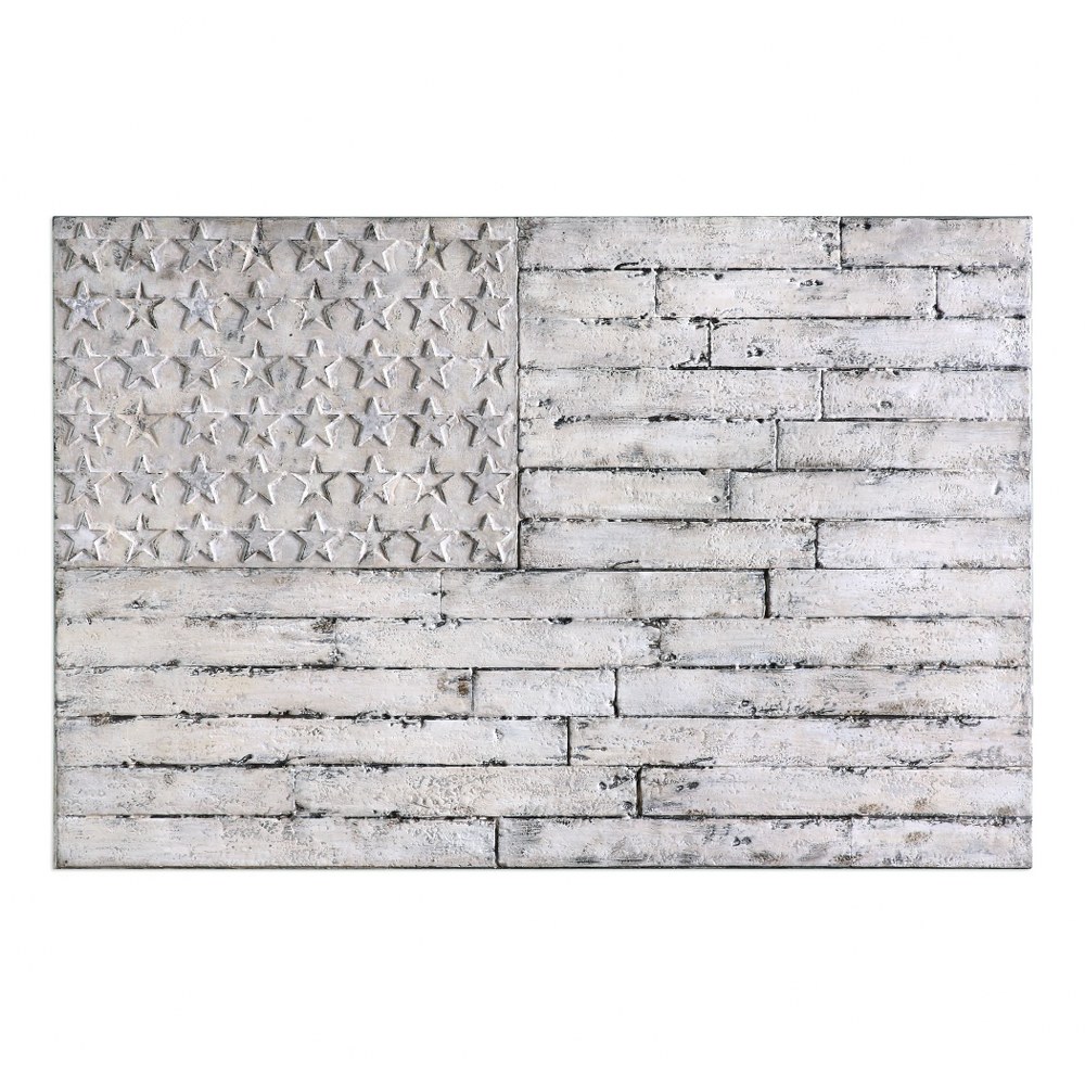 Uttermost-34365-Blanco - 60 inch American Wall Art   Distressed Whitewash Finish