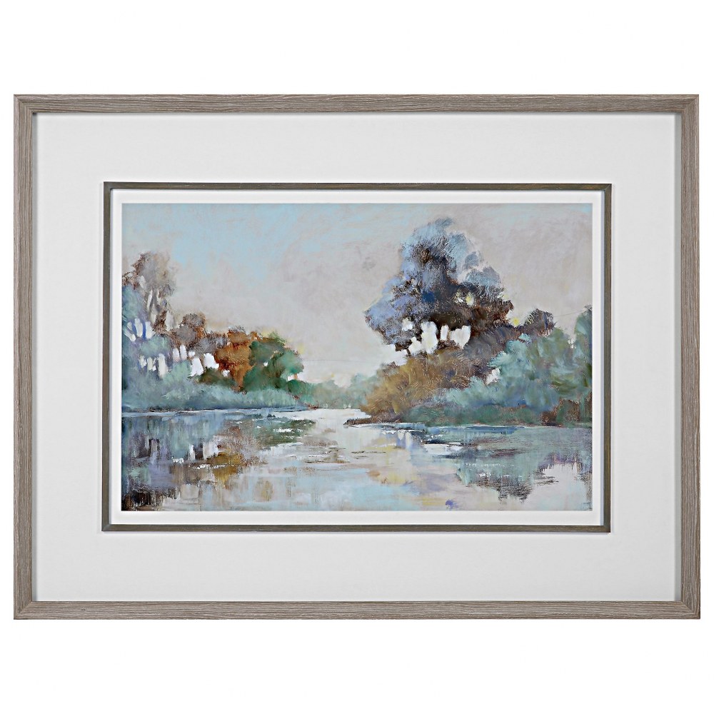 Uttermost-41418-Morning Lake - 39.25 Inch Framed Print   Blue/Green/Blush/Amber/Sagebrush Finish