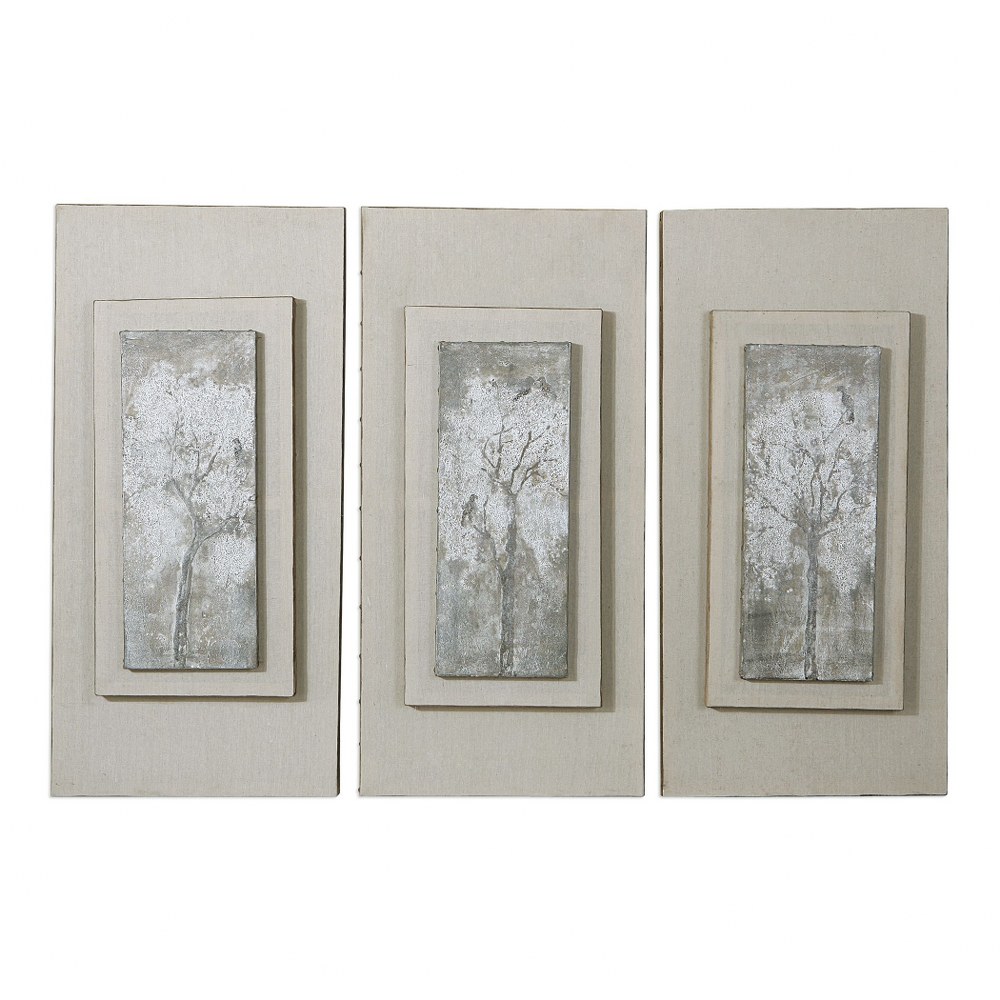 Uttermost-41426-Triptych Trees - 35.75 inch Hand Painted Art (Set of 3) - 17.25 inches wide by 3.5 inches deep   Hand Painted/Brown Wash Finish