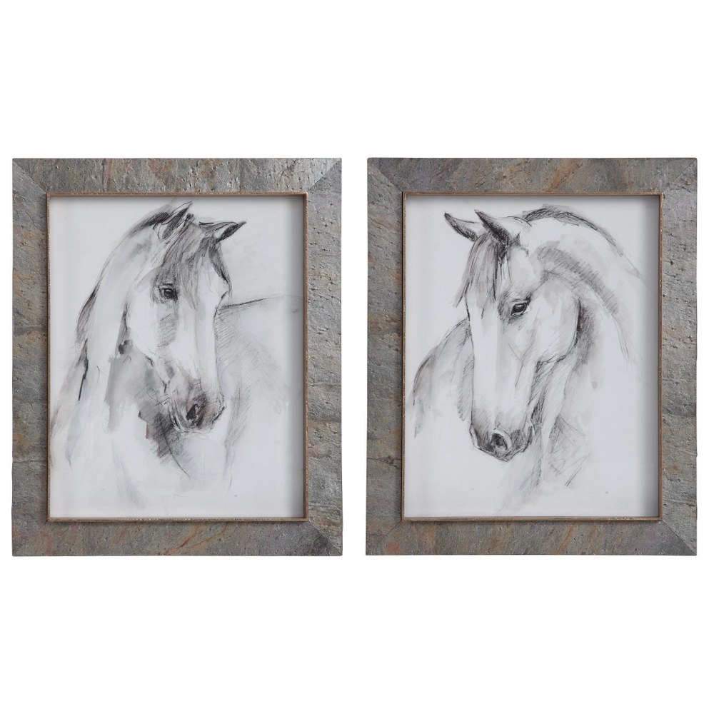 3825334 Uttermost-41614-Equestrian - 23 inch Watercolor Fr sku 3825334