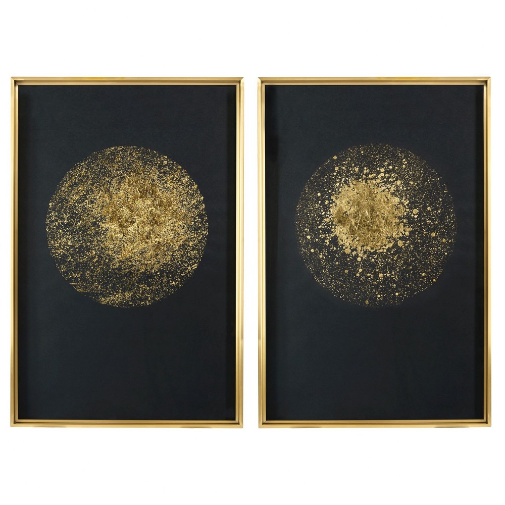 Uttermost-45098-Gold Rondure - 38 Inch Framed Print (Set of 2)   Brushed Brass/Gold Textured/Black Paper Finish