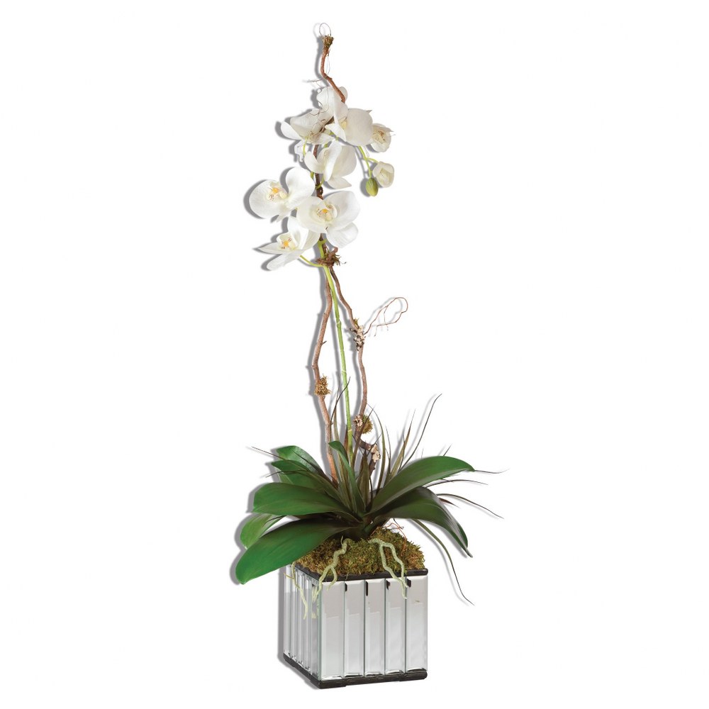 Uttermost-60122-Kaleama - 33 inch Orchids - 15 inches wide by 10 inches deep   White/Moss Finish