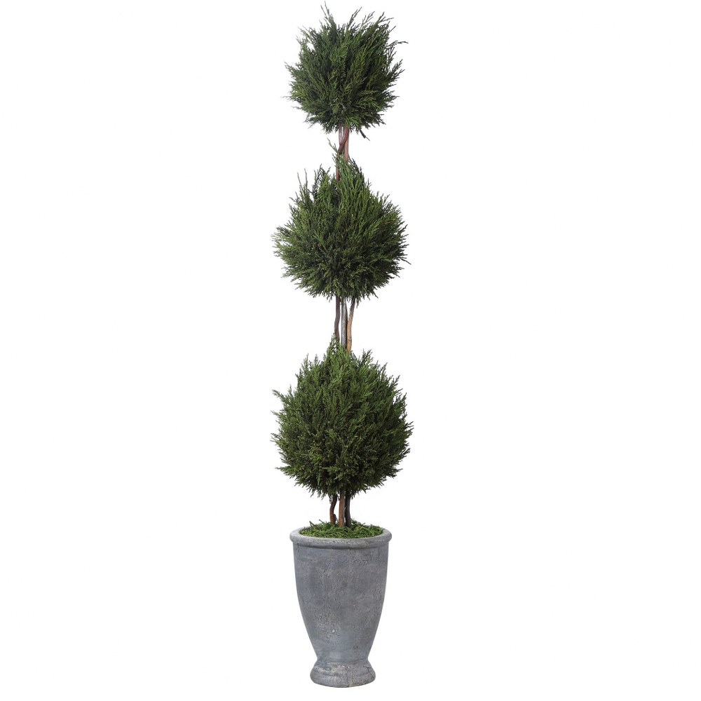 Uttermost-60172-Cypress Triple - 43 inch Topiary   Aged Gray/Terracotta Finish