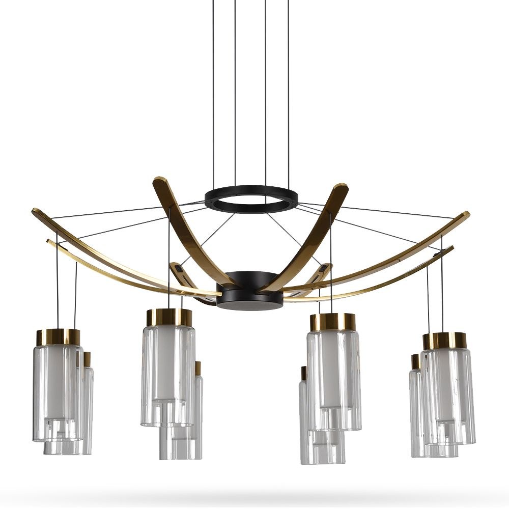VONN LIGHTING-VAC3118BL-Genoa - 24 Inch 39.13W LED Chandelier   Black Finish with Clear/Frosted Glass