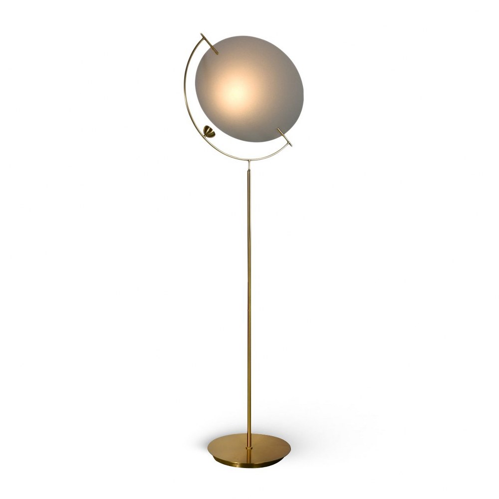 VONN LIGHTING-VAF5241AB-Como - 59.75 Inch 4W LED Floor Lamp   Antique Brass Finish with White Acrylic Shade