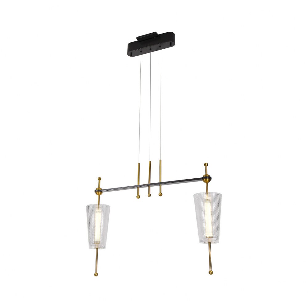 VONN LIGHTING-VAP2102AB-Toscana - 29 inch 14W LED Linear Pendant   Antique Brass Finish With Frosted Glass