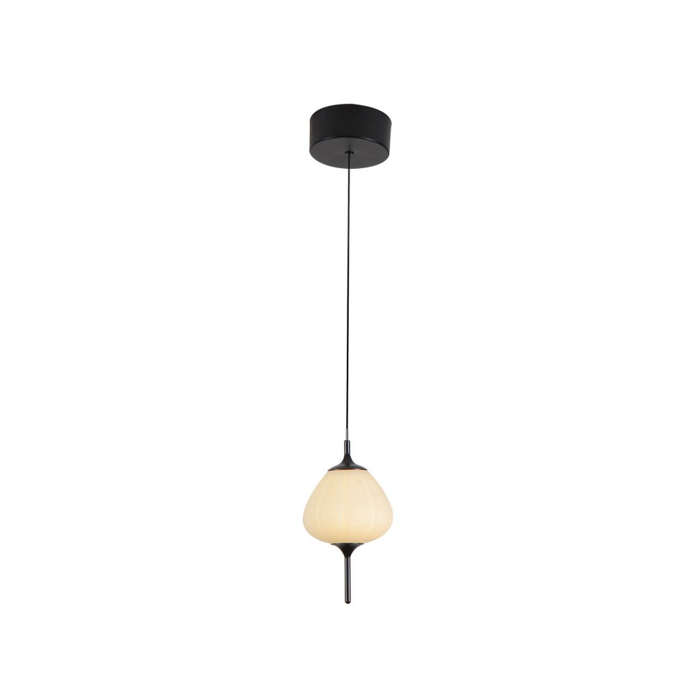 VONN LIGHTING-VAP2221BL-Lecce - 5 inch 5W LED Pendant   Black Finish With Frosted Glass