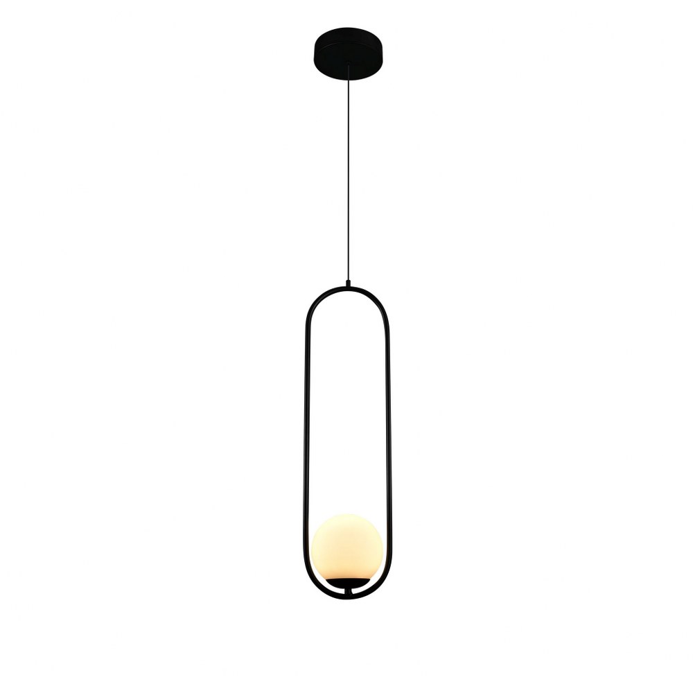 VONN LIGHTING-VCP2105BL-Capri - 7 inch 9W LED Pendant   Black Finish With Frosted Glass
