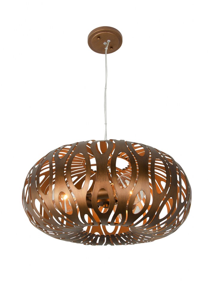 Varaluz Lighting-149C03HO-Masquerade - Three Light Donut Pendant   Hammered Ore Finish with Metal Shade