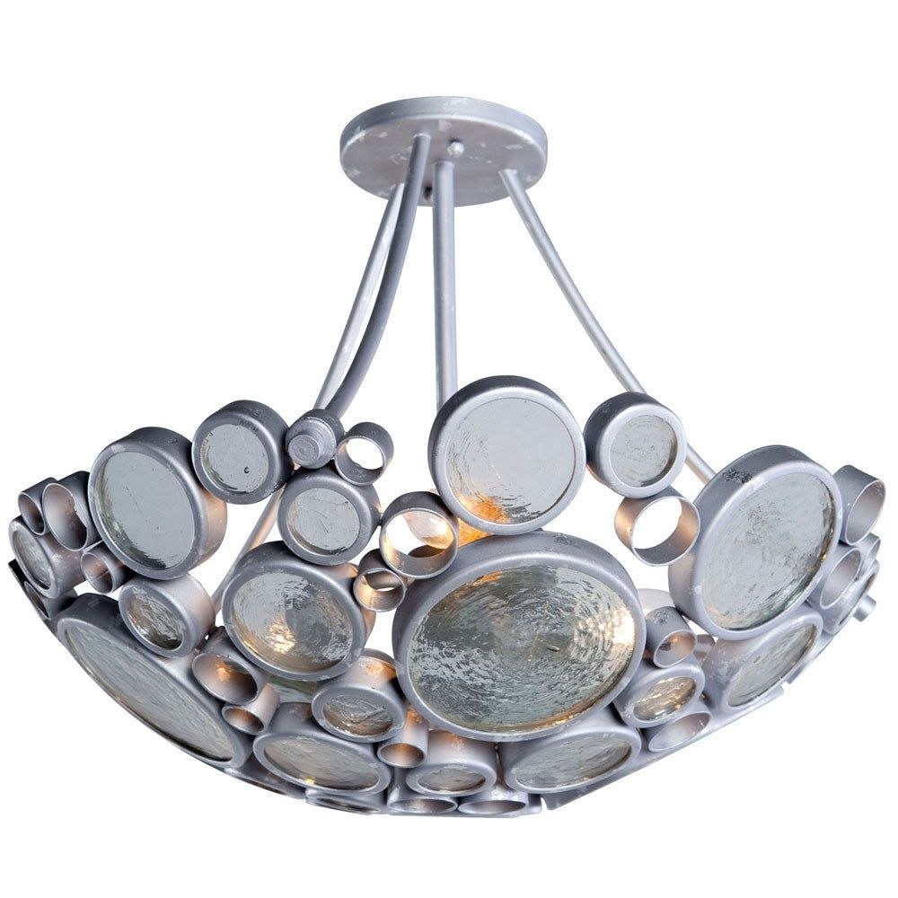 Varaluz Lighting-165S03-Fascination - Three Light Convertible Pendant   Silver Finish with Clear Bottle Glass