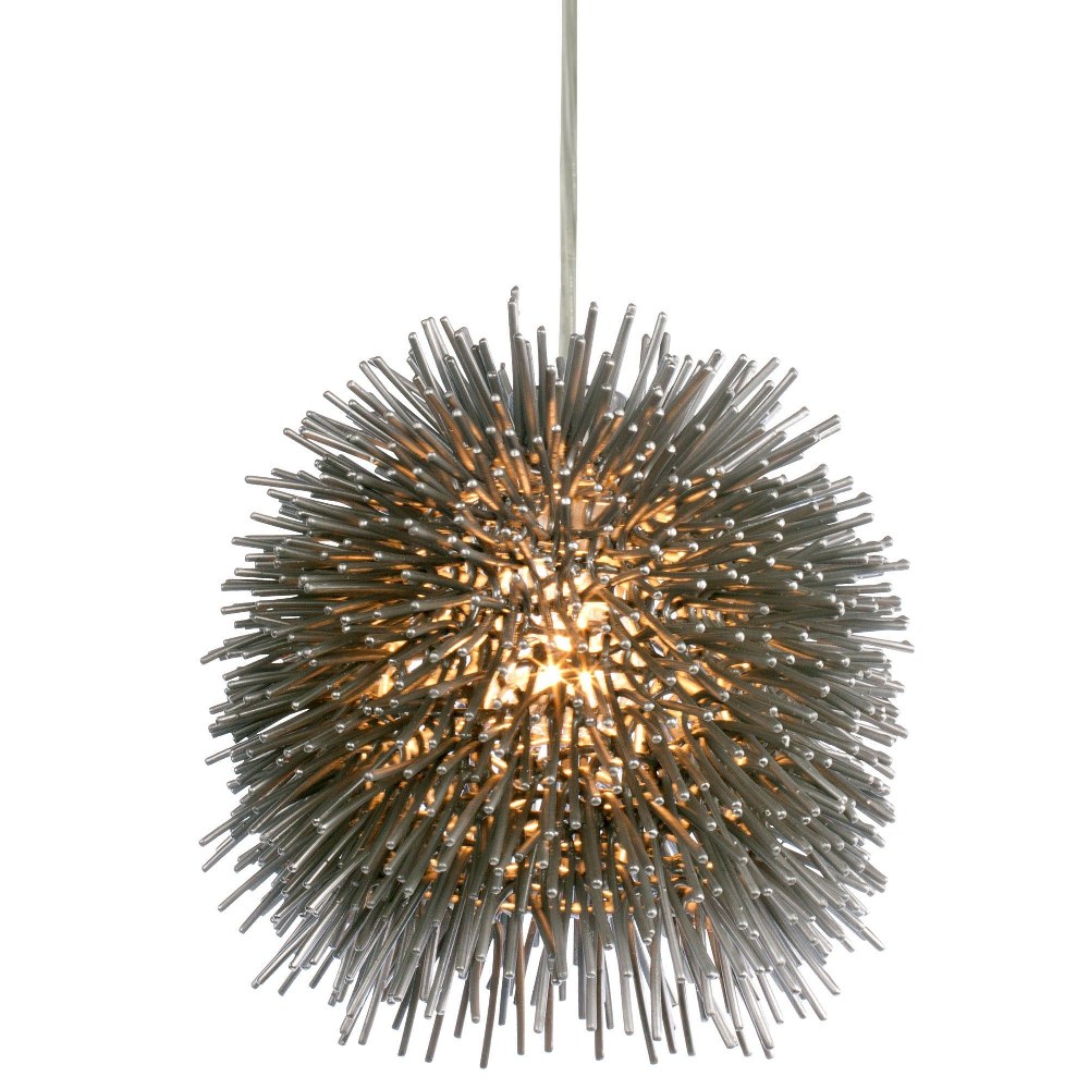 Varaluz Lighting-169M01SCH-Urchin - One Light Uber Mini Pendant Chrome  White Finish