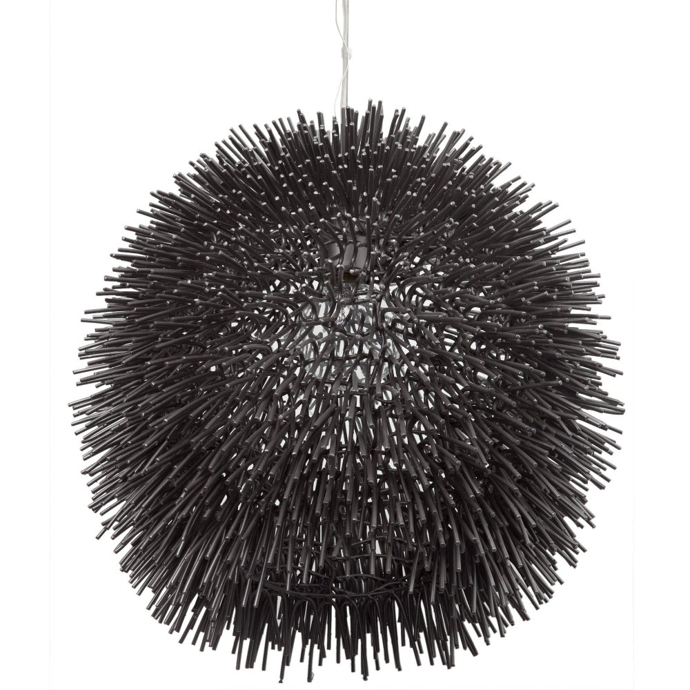 Varaluz Lighting-169P01BL-Urchin - One Light Pendant Black  White Finish