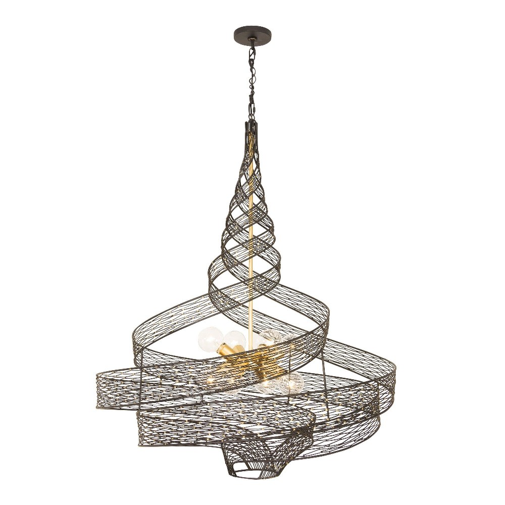 Varaluz Lighting-240P08MBFG-Flow - Eight Light Large Pendant Matte Black  Hammered Ore Finish