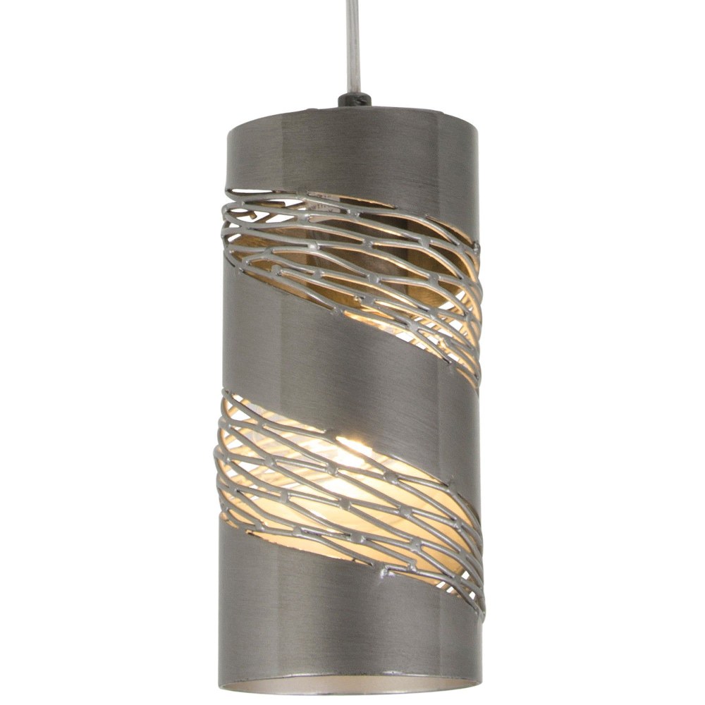 Varaluz Lighting-240M01SL-Flow Cylinder - One Light Mini-Pendant Steel  Steel Finish