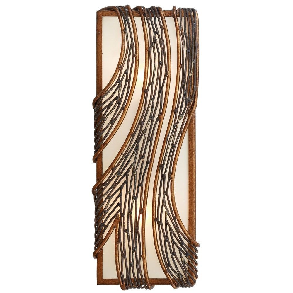 Varaluz Lighting-240W02HO-Flow - Two Light Vertical Wall Sconce   Hammered Ore Finish with Recycled Frosted Glass