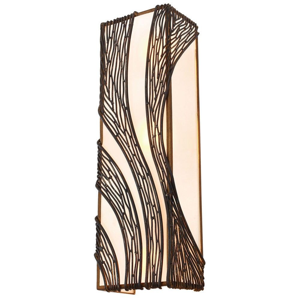 Varaluz Lighting-240W03HO-Flow - Three Light Vertical Wall Sconce   Hammered Ore Finish with Recycled Frosted Glass