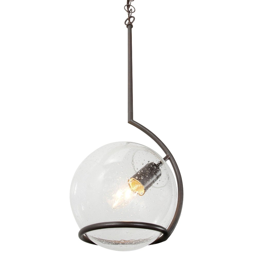 Varaluz Lighting-243M01MB-Watson - One Light Mini-Pendant   Metallic Bronze Finish with Recycled Clear Seedy Glass