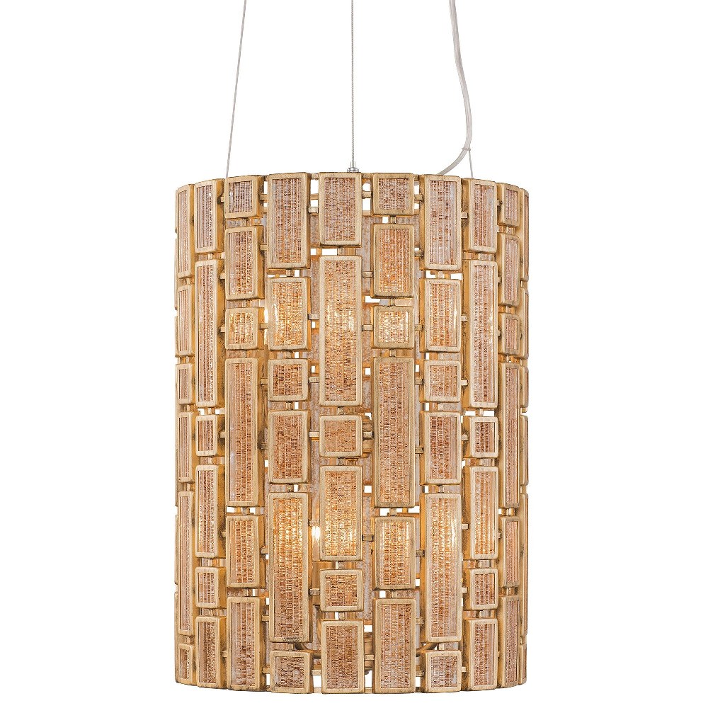 Varaluz Lighting-255F06HG-Harlowe - Six Light Foyer   Havana Gold Finish with Brown Textured Ice Glass