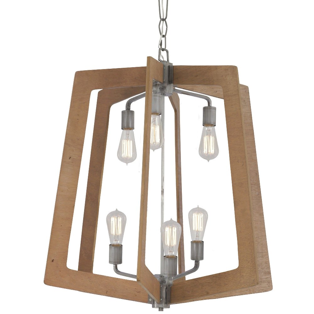 Varaluz Lighting-268F06SLW-Lofty - Six Light 2-Tier Foyer   Wheat/Steel Finish