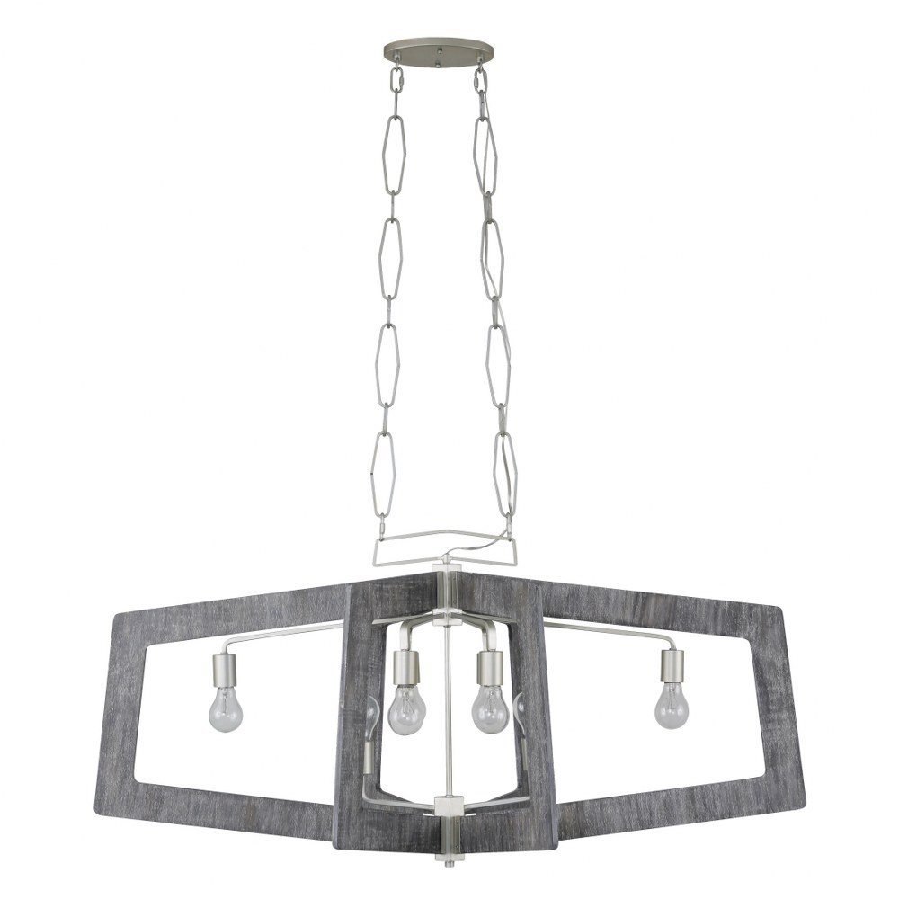 Varaluz Lighting-268N08SOG-Lofty - Eight Light Oval Linear Pendant Silverado  Faux Zebrawood/Steel Finish