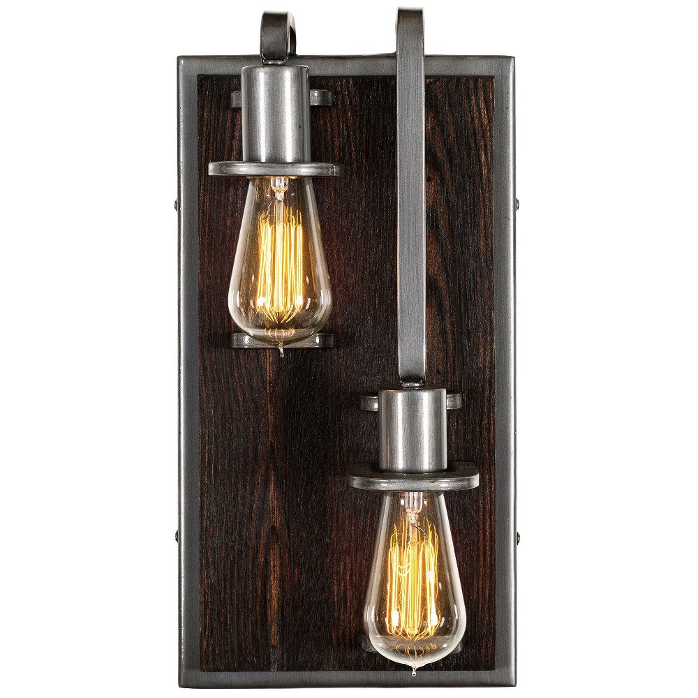 Varaluz Lighting-268W02RSL-Lofty - Two Light Right Wall Sconce   Steel/Faux Zebrawood Finish