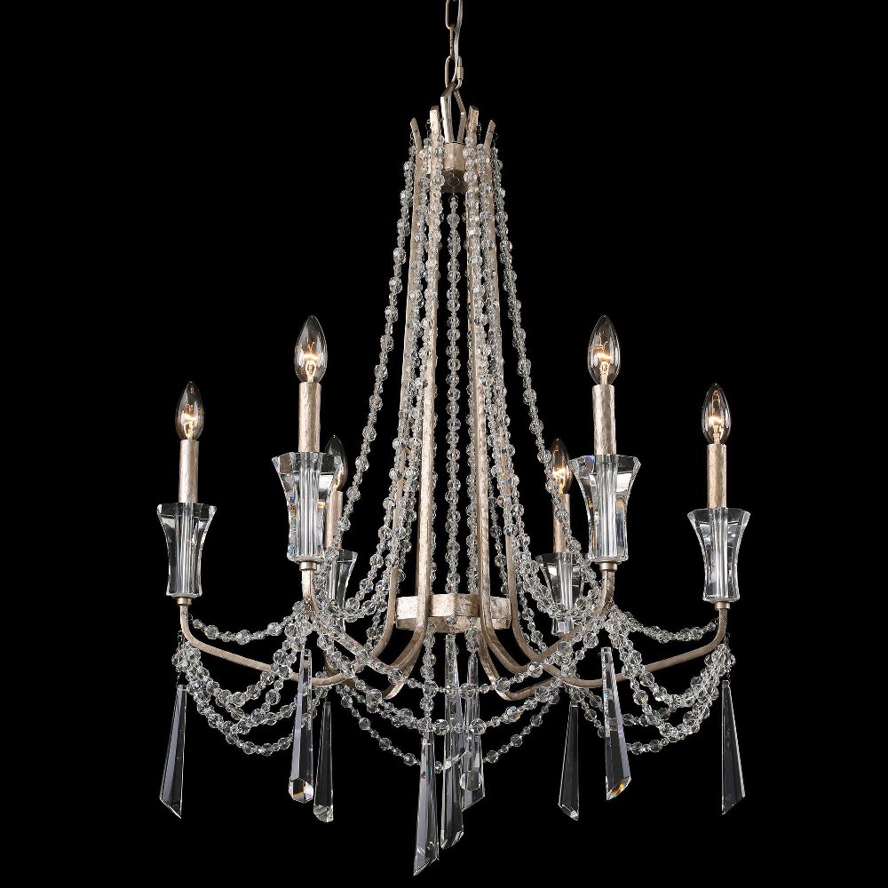 Varaluz Lighting-270C06TR-Barcelona - 6 Light Chandelier Transcend Silver  Onyx Finish with Heirloom-Quality Optic Crystal