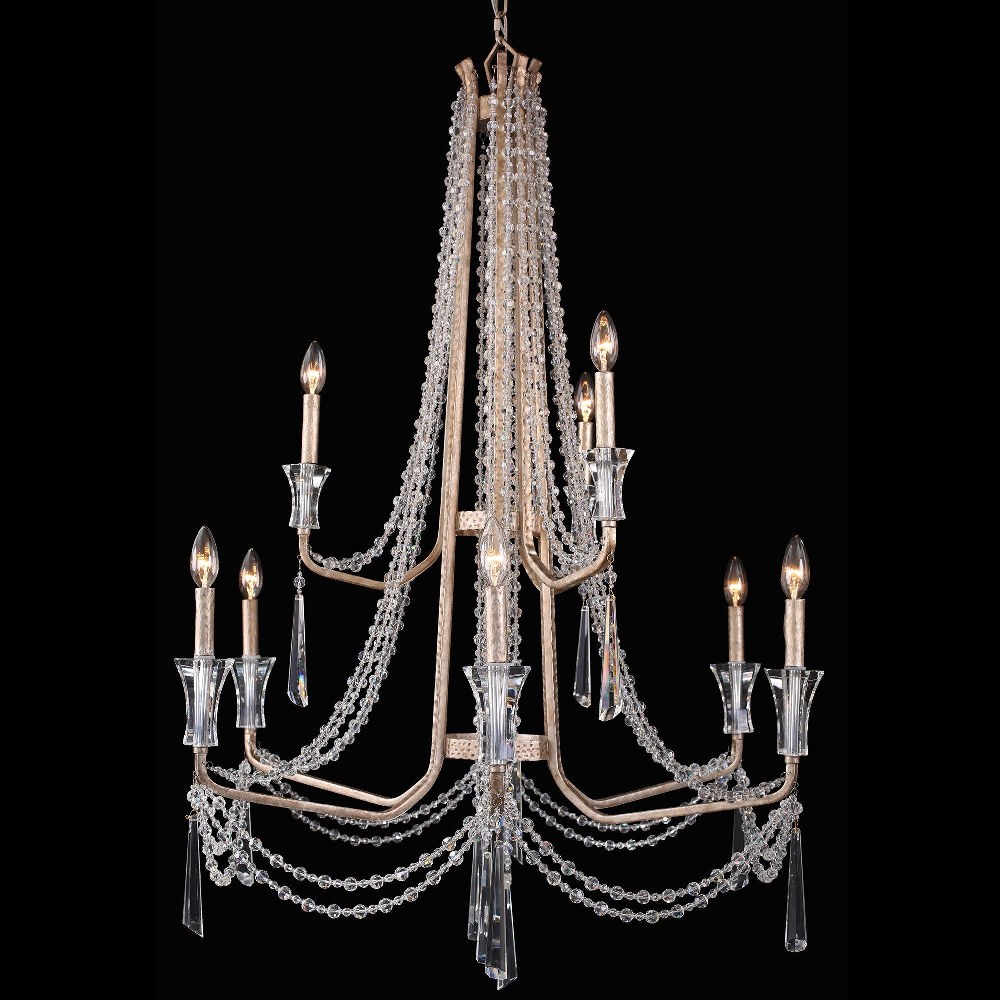 Varaluz Lighting-270C09TR-Barcelona - 9 Light 2-Tier handelier Transcend Silver  Onyx Finish with Heirloom-Quality Optic Crystal