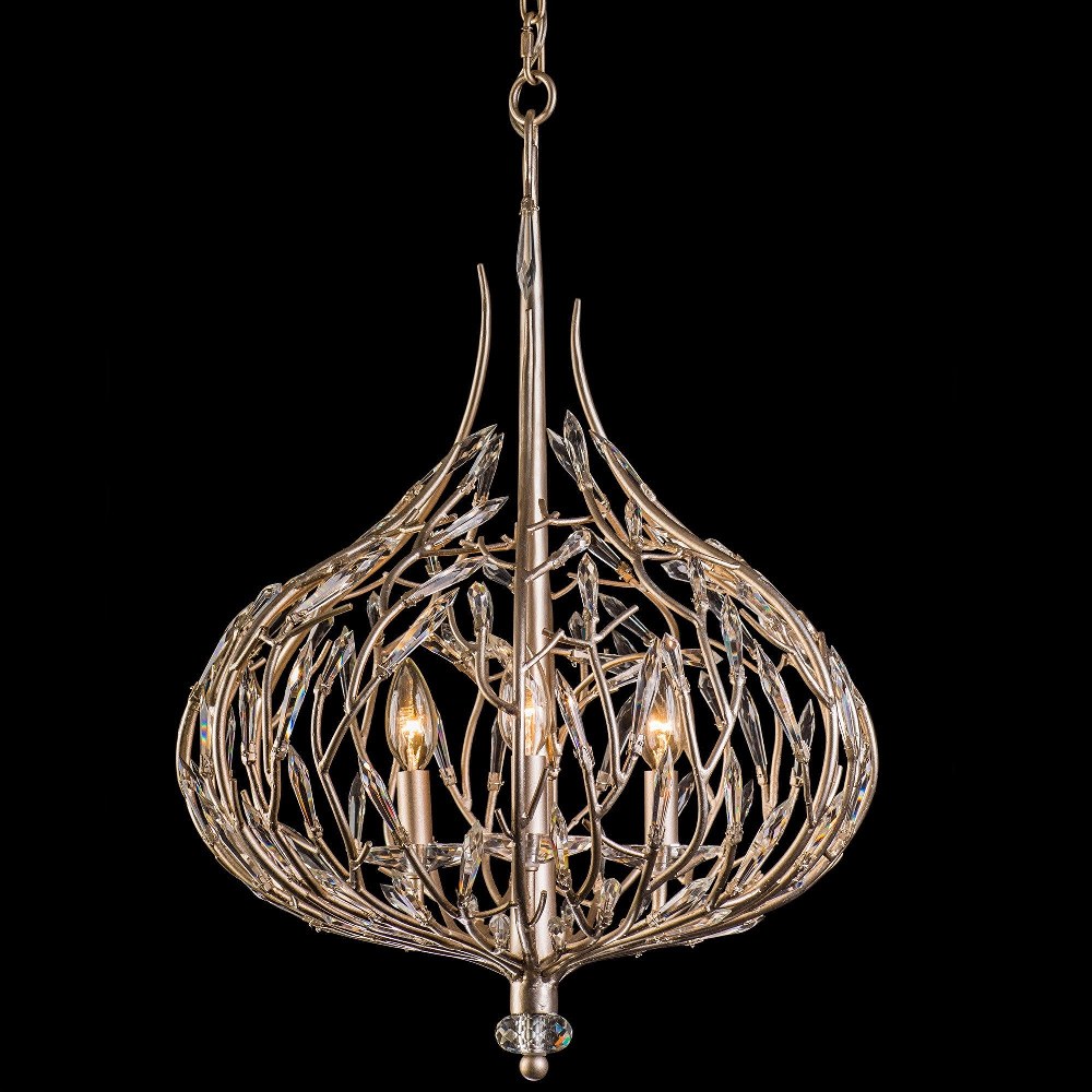 Varaluz Lighting-271P03GD-Bask - Three Light Pendant   Gold Dust Finish with Premium Pre-Installed Crystal