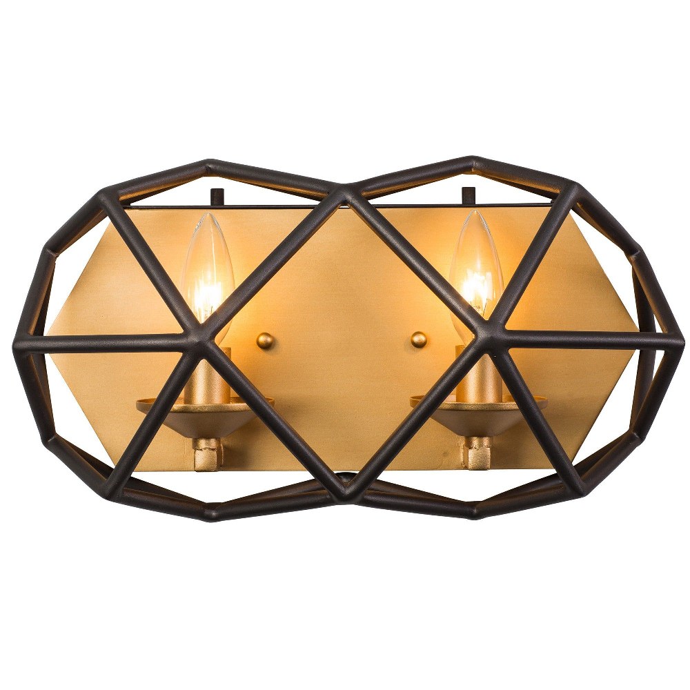 Varaluz Lighting-295B02AGRB-Geo - Two Light Bath Vanity   Antique Gold/Rustic Bronze Finish