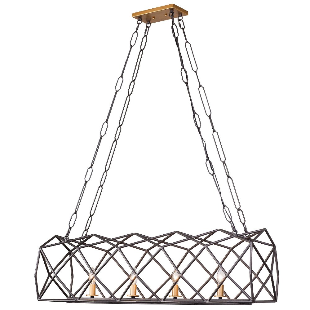 Varaluz Lighting-295N04AGRB-Geo - Four Light Linear Pendant   Antique Gold/Rustic Bronze Finish