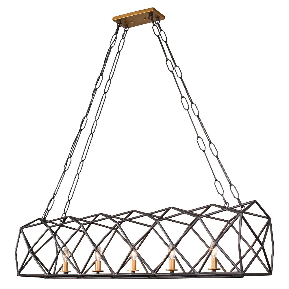 Varaluz Lighting-295N05AGRB-Geo - Five Light Linear Pendant   Antique Gold/Rustic Bronze Finish