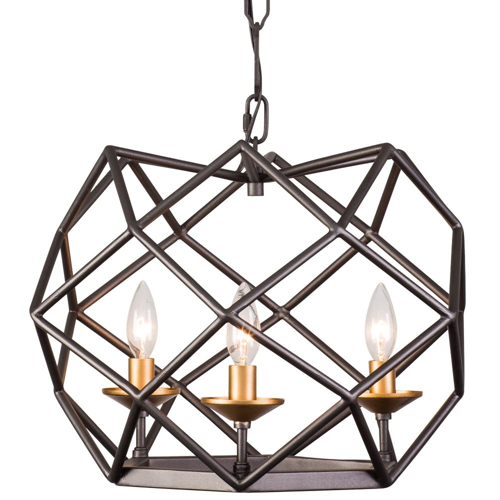 Varaluz Lighting-295P03AGRB-Geo - Three Light Pendant   Antique Gold/Rustic Bronze Finish